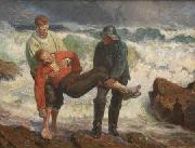 Laurits Tuxen The Drowned is braught on shore Sweden oil painting artist